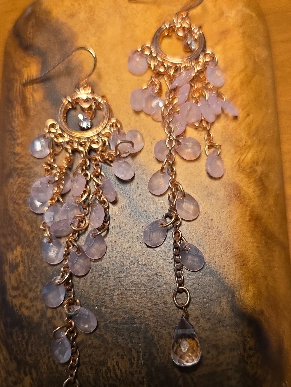 Teardrop Chandelier Earrings -Rose Gold tone